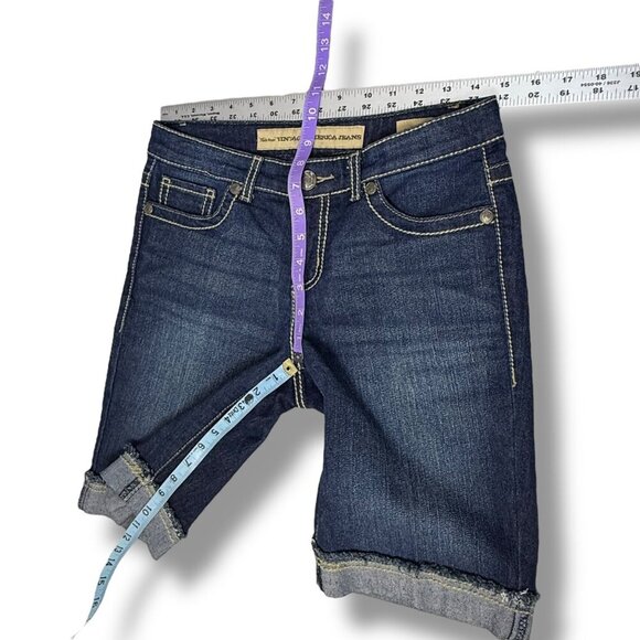 Nine West VTG America Bermuda Womens Sz 2/25 Denim Cuffed Flap Stretch Shorts - Picture 7 of 9